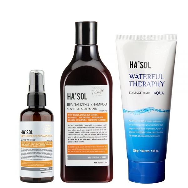 Комплекс  профессиональных средств HASOL для интенсивного восстановления поврежденных волос