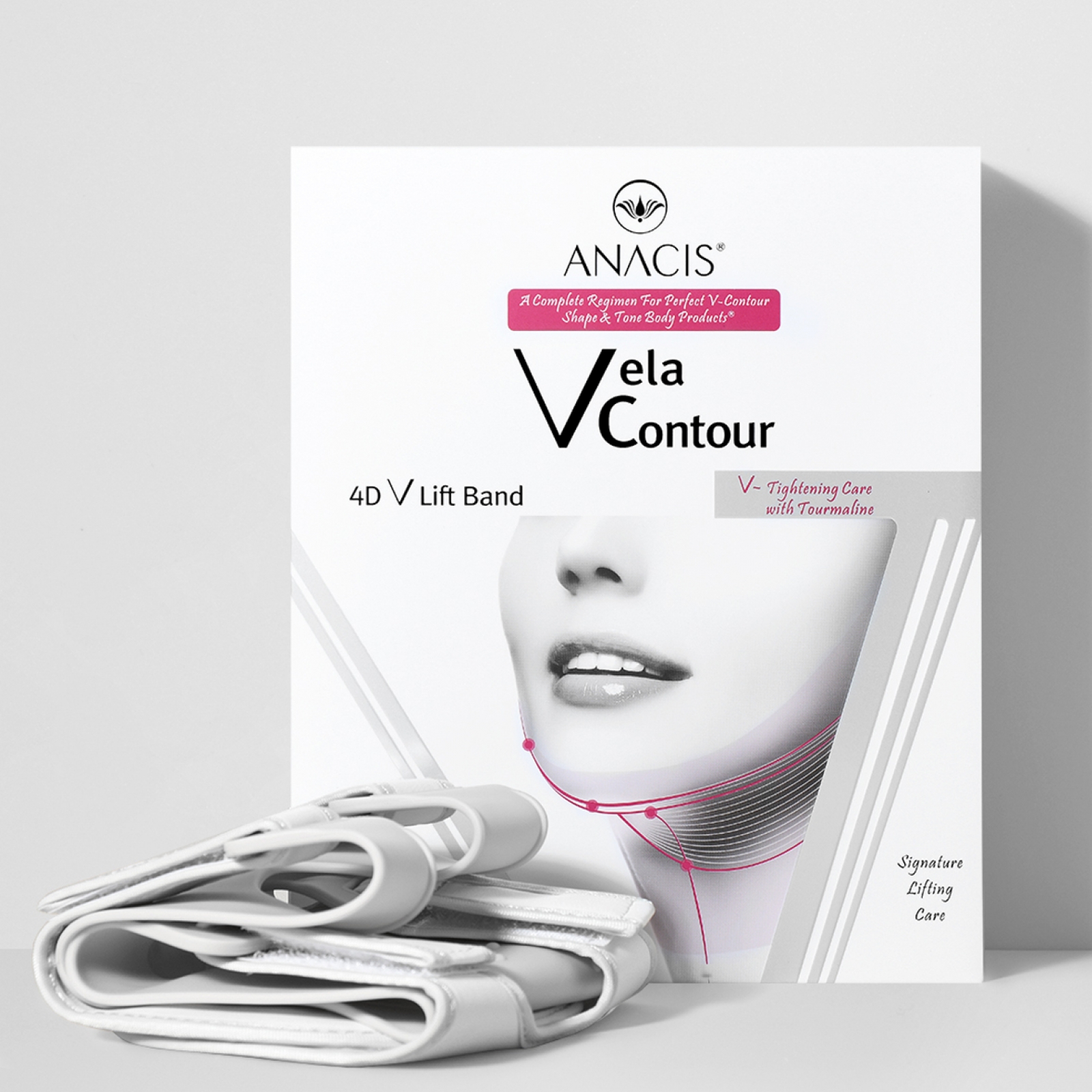 Еластичний біо-турмаліновий бандаж для підтяжки овалу обличчя Velacontour 4D V Lift Band