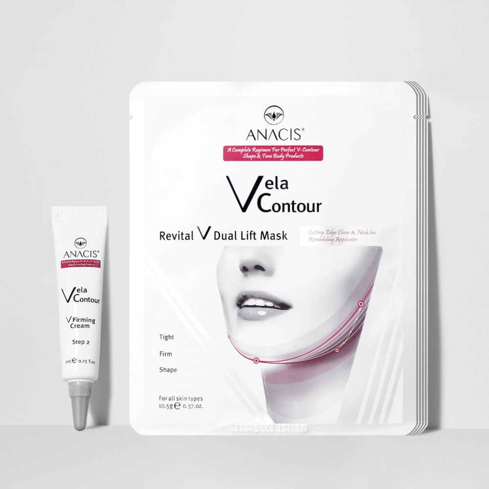 Комплекс для підтяжки овалу обличчя ANACIS Vela Contour Dual Lift Mask + ліфтинг-крем в подарунок